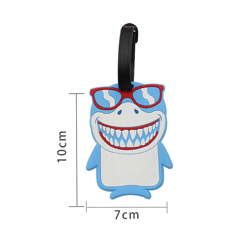 Cartoon Animal Luggage Tag Cute Blue Penguin Shark Image Baggage Label Travel accessories Boarding Suitcase ID Address Holder