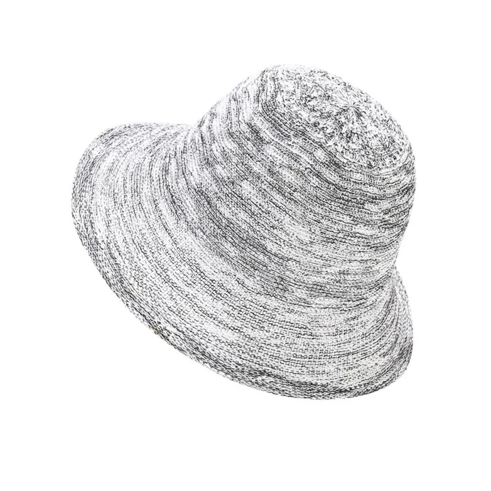 

Casual Knitted Bucket Hat Sun Protection Thin Basin Cap Breathable Foldable Outdoor Fisherman Hat