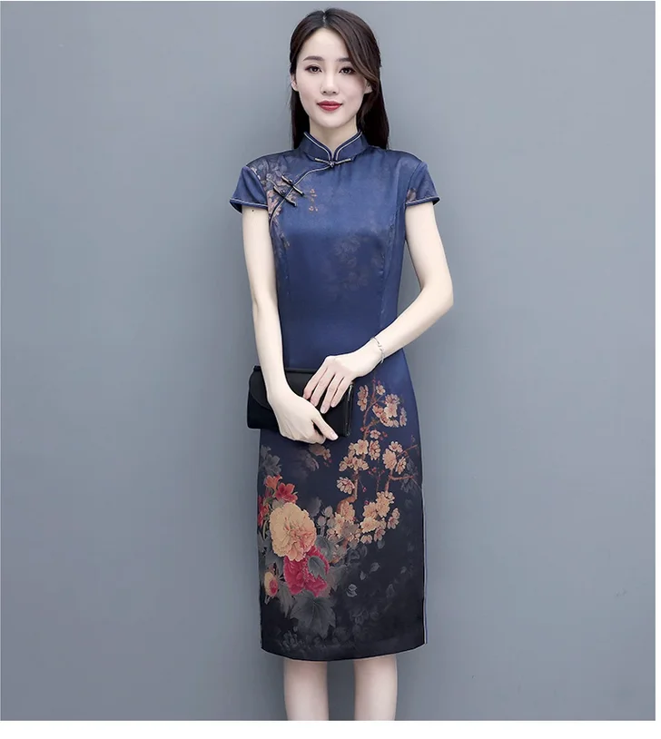 Wedding Mother's Noble Qipao, Silk Dress, Middle aged Happy Mother-in-law, Silk Clothes