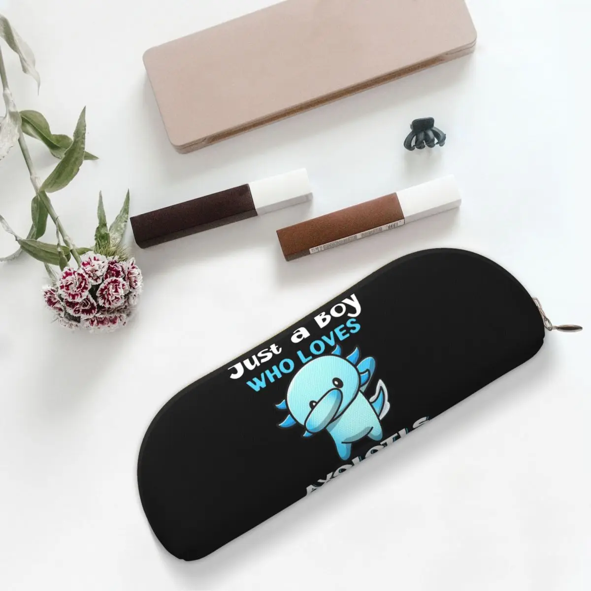 Чехол-карандаш Just A Boy Who Loves Axolotls, держатель для ручек, канцелярские принадлежности, большая вместительная коробка для ручек, сумка-карандаш для студентов