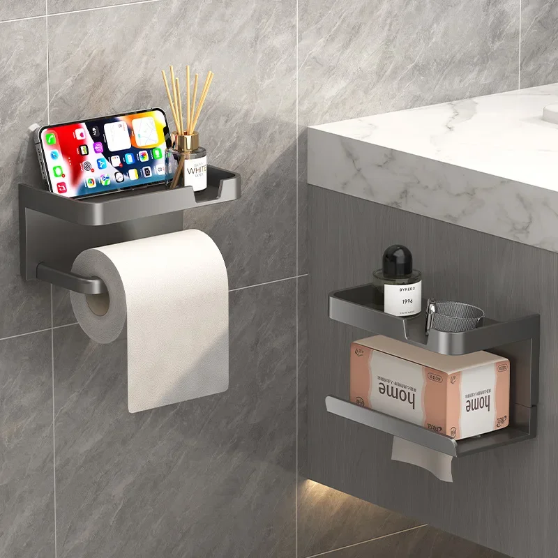 Easy-Install Toilet Paper Holder - Wall-Mounted, No-Punch, Roll Organizer - Bathroom Storage Accessory