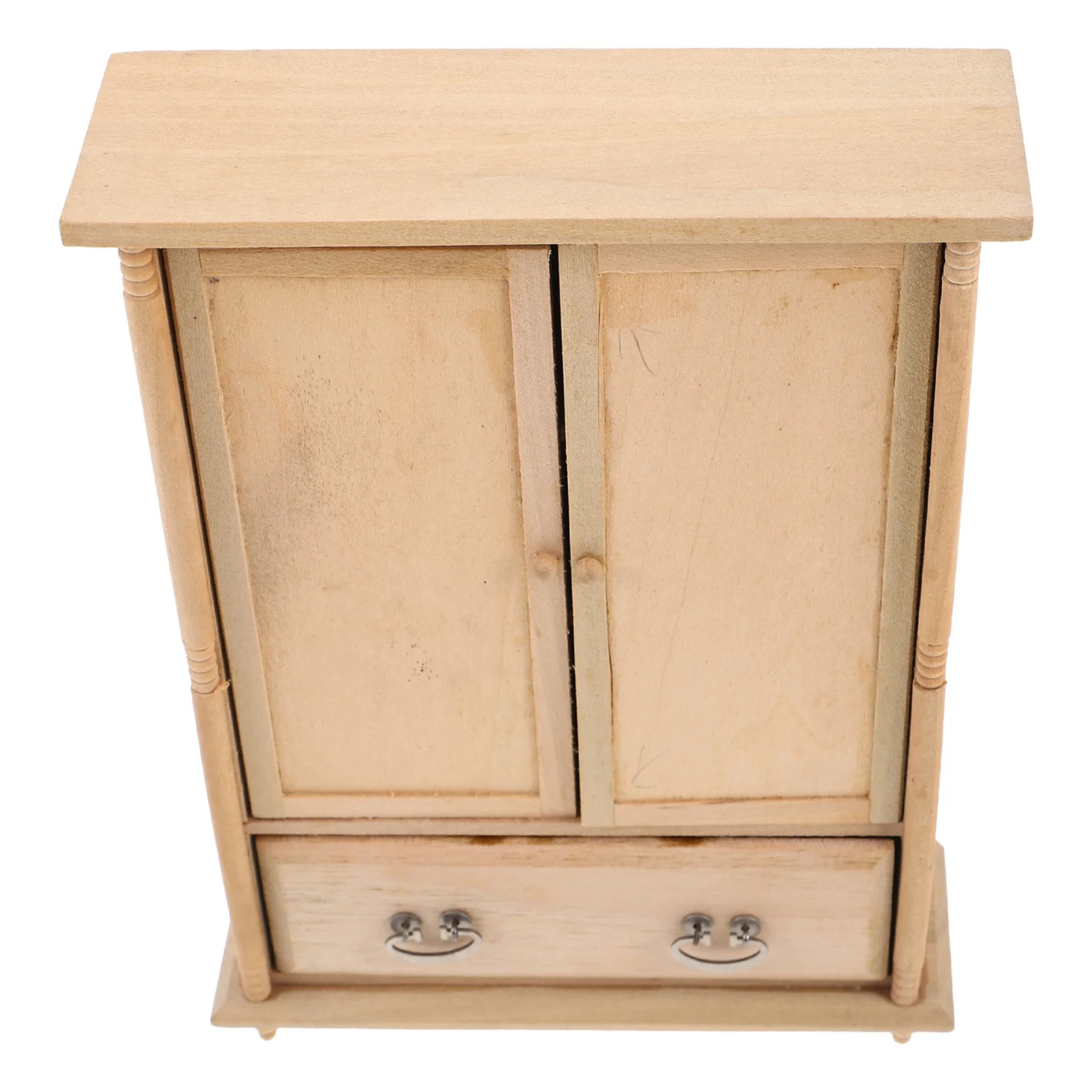 

House Furniture Mini Dollhouse Cabinet Closet Miniature Unfinished Khaki Micro Scene