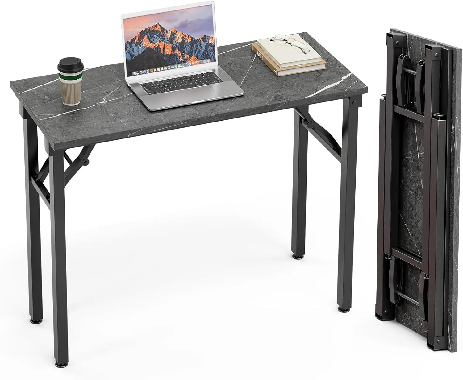 

Складной компьютерный стол 35,8 дюйма, без сборки, компактный портативный учебный стол, мрамор, серый цвет для небольших помещений