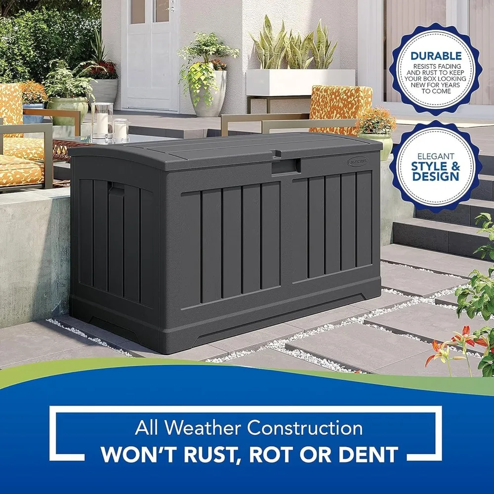 

50 gallon medium capacity all-weather building resin outdoor storage cabinet with arched lid, suitable for terraces and gardens