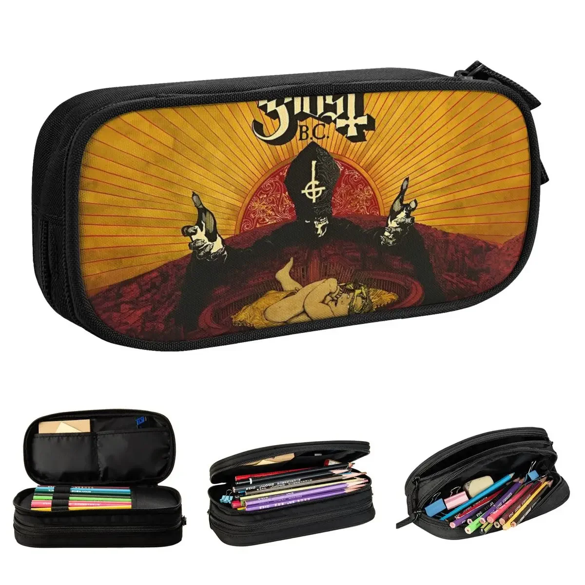 

Пенал Ghost Band, милая сумка-держатель для ручек для студентов, большие школьные принадлежности для хранения, косметические пеналы