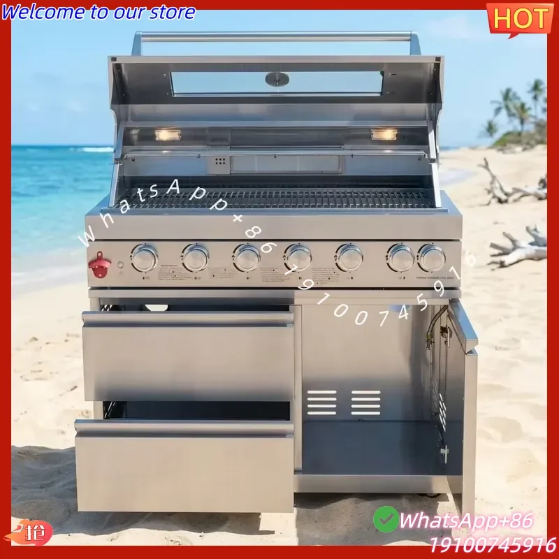 2026CE Factory Wholesale Modern Luxurious Stainless Steel BBQ Grill Premium Large Outdoor Roaster 8 Burners VANRIOS Model