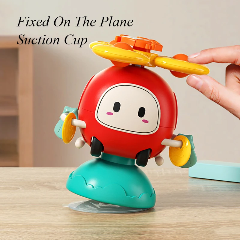 Baby Montessori Suction Cup Toy Spinner Rotating Rattle Cartoon Car High Chair Activity Sensory Fidget Toy for Infant 6 12 Month