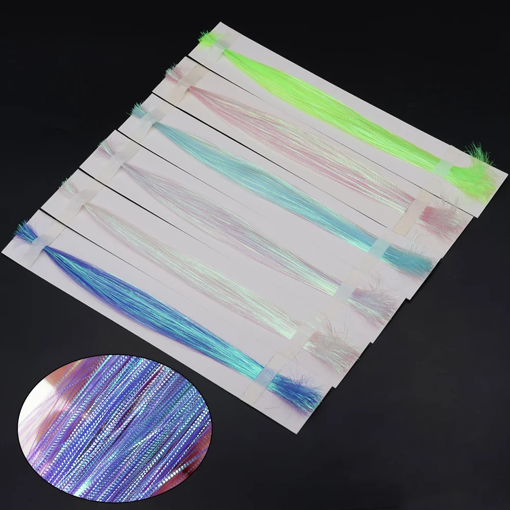 1 paquete/6 paquetes de 0.2mm de hilo corrugado con escamas laterales Gliss Flashabou Tinsel Mayerial para atado de moscas, señuelos de spinnerbait y jigs