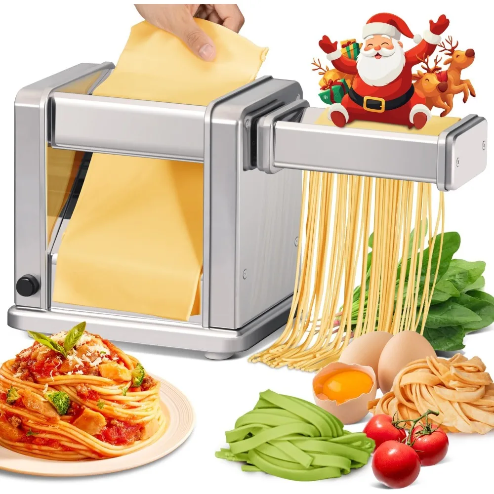 

Electric Pasta Maker Stainless Steel Noodle Machine with Roller&Cutter Adjustable 7 Thickness &2 Width for Spaghetti, Fettuccini