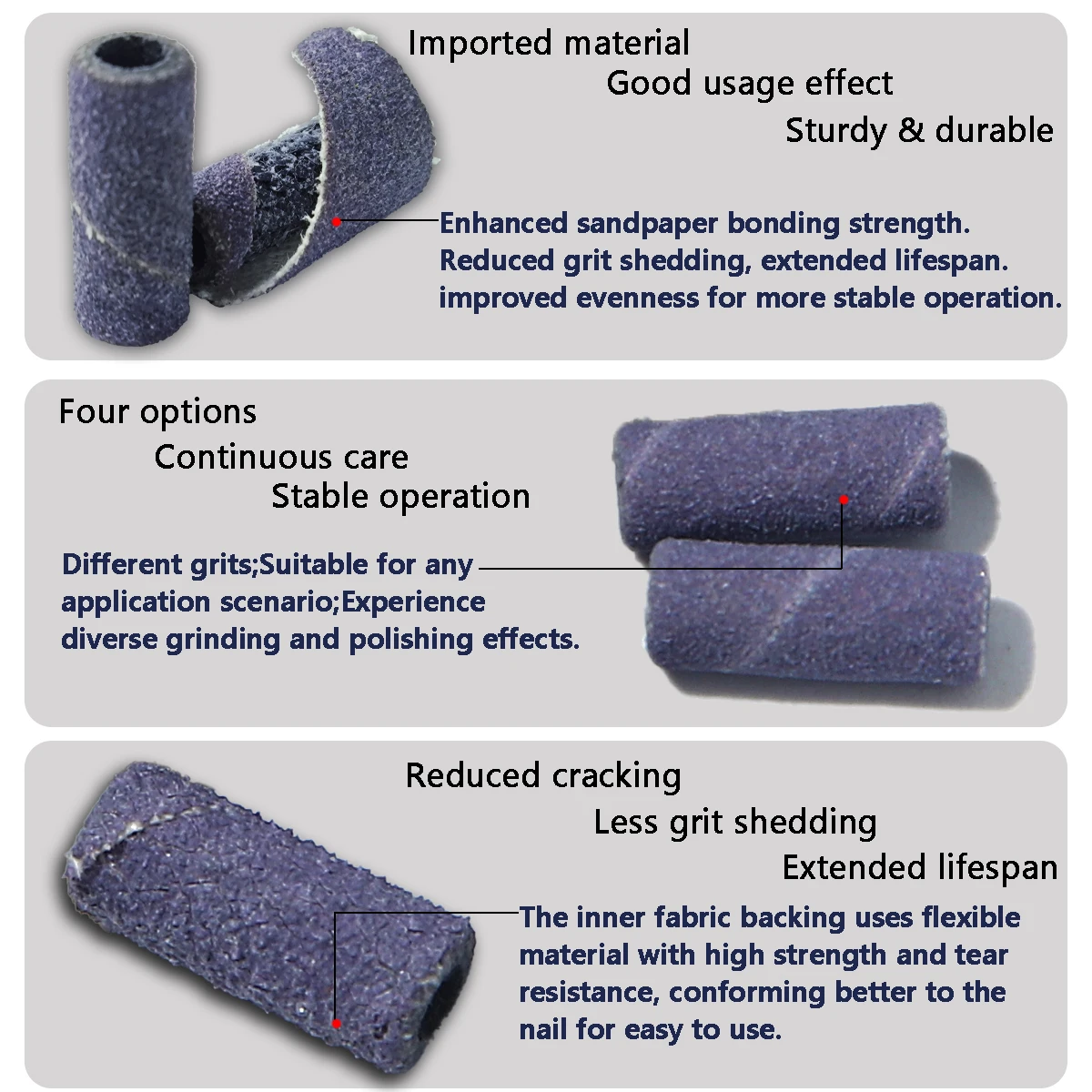 أربطة صنفرة أظافر مستوردة باللون الأسود والأرجواني مع مغزل لآلة كهربائية ومطحنة ملفات الأظافر الأكريليك وإزالة طلاء الأظافر #4