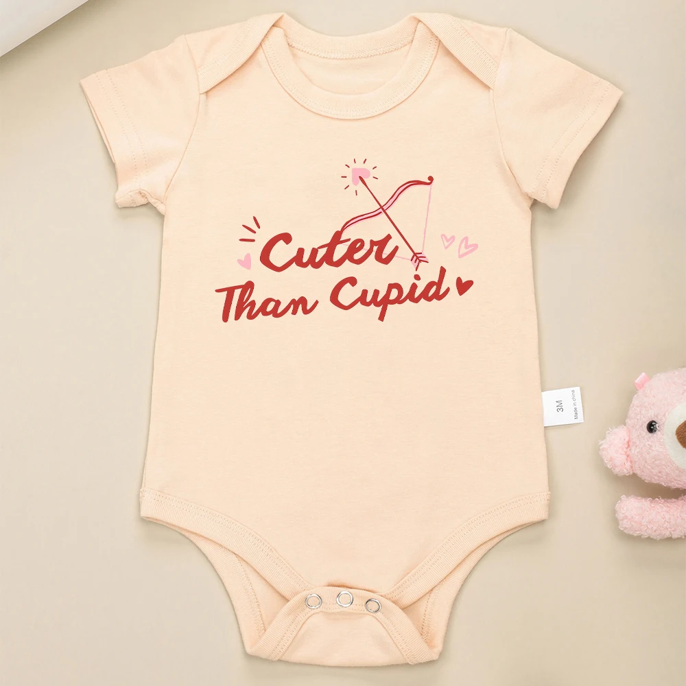 Cuter Than Cupid Baby Girl Infant Onesie Aesthetic Fashion Cotton Newborn Boy Clothes Khaki Cozy Soft Bodysuit Free Shipping