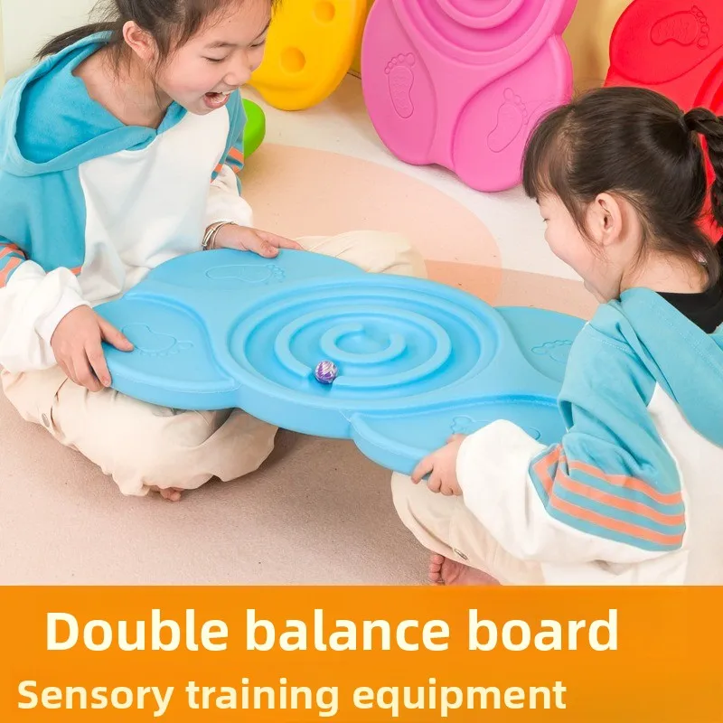 Sensory Body Building Training Tools, Balance Board Table, Wooden Home Sports Portable Fitness Equipment Vestibule Toy Seesaw