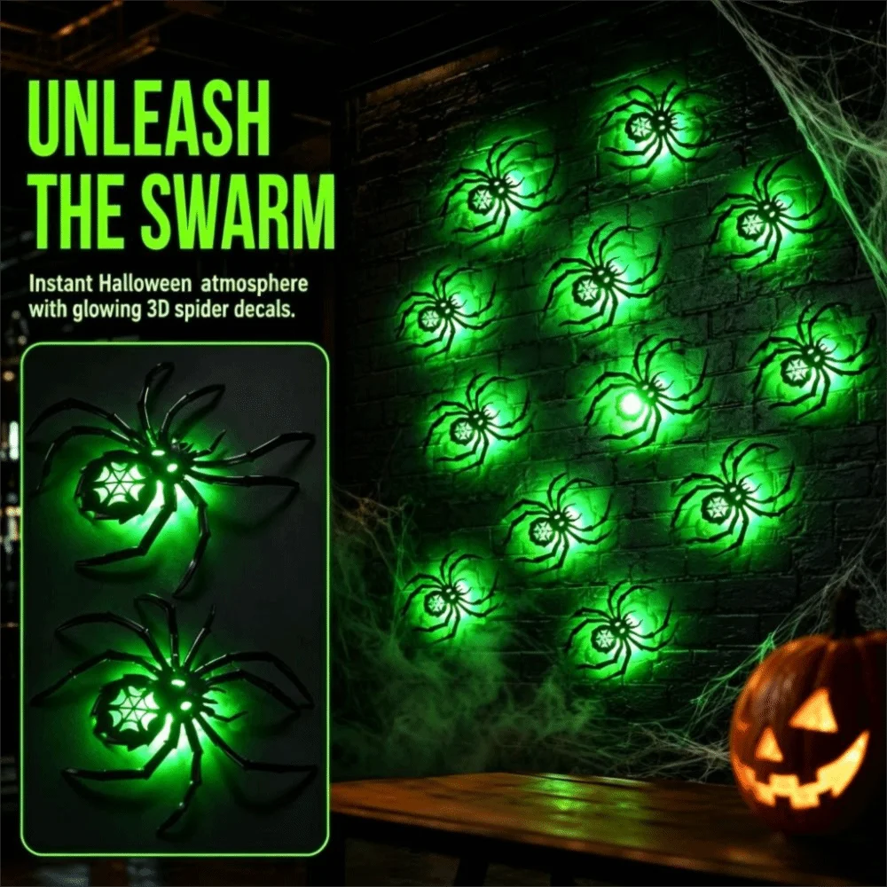 12pcs 3D Luminous Bats Bat Wall Sticker PET Material Stereoscopic LED Bat Light Self-Adhesive Bat Night Light