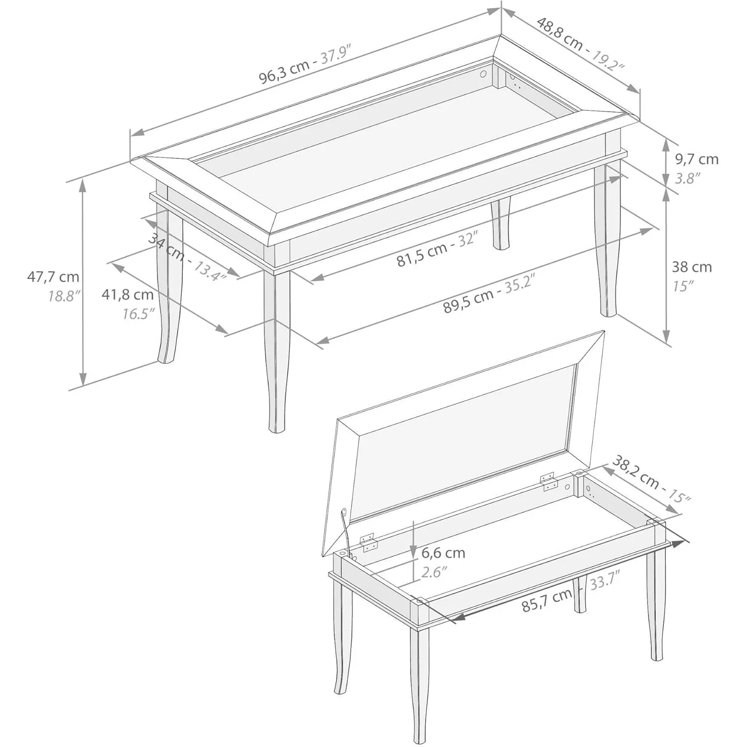 Tavolino Classico, noce, laminato-finito/vetro, tavolino moderno