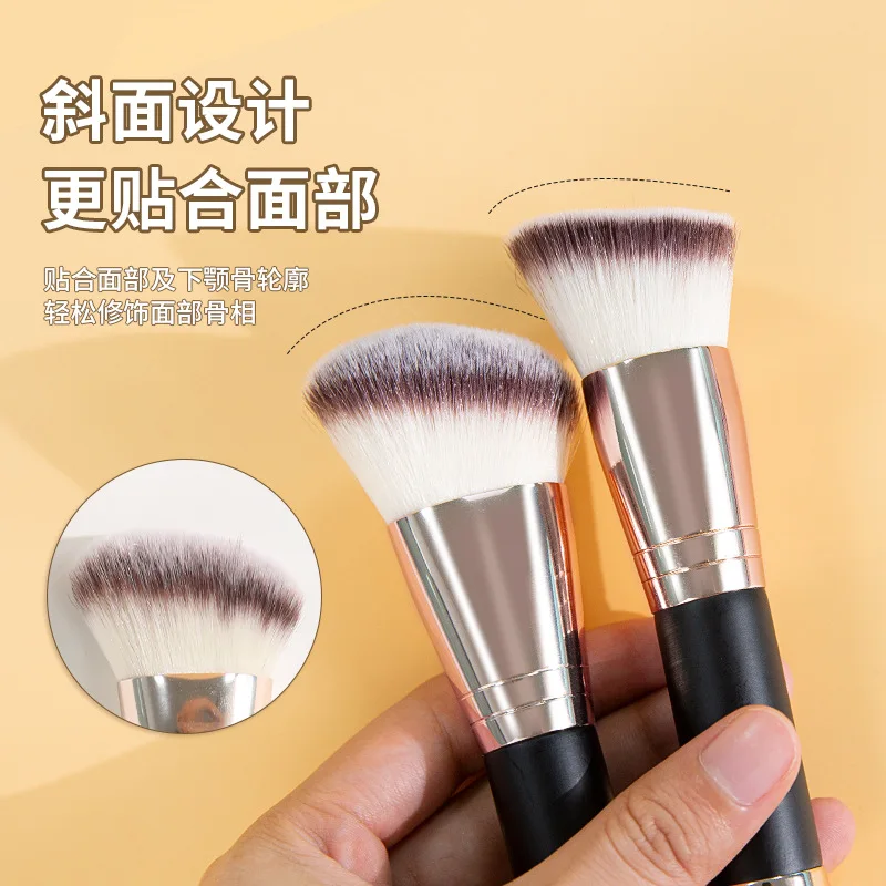 1pc Pennelli per trucco professionale a doppia testa 2 in1 Pennello per fondotinta viso Pennello per trucco di bellezza multifunzionale Belleza