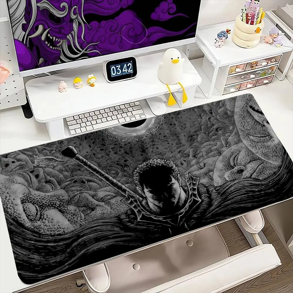 

Коврик для мыши с тематикой Warrior Berserk XXL, большой коврик для компьютерного офисного игрового стола, резиновый противоскользящий коврик с запирающимся краем, расширенный длинный коврик для стола