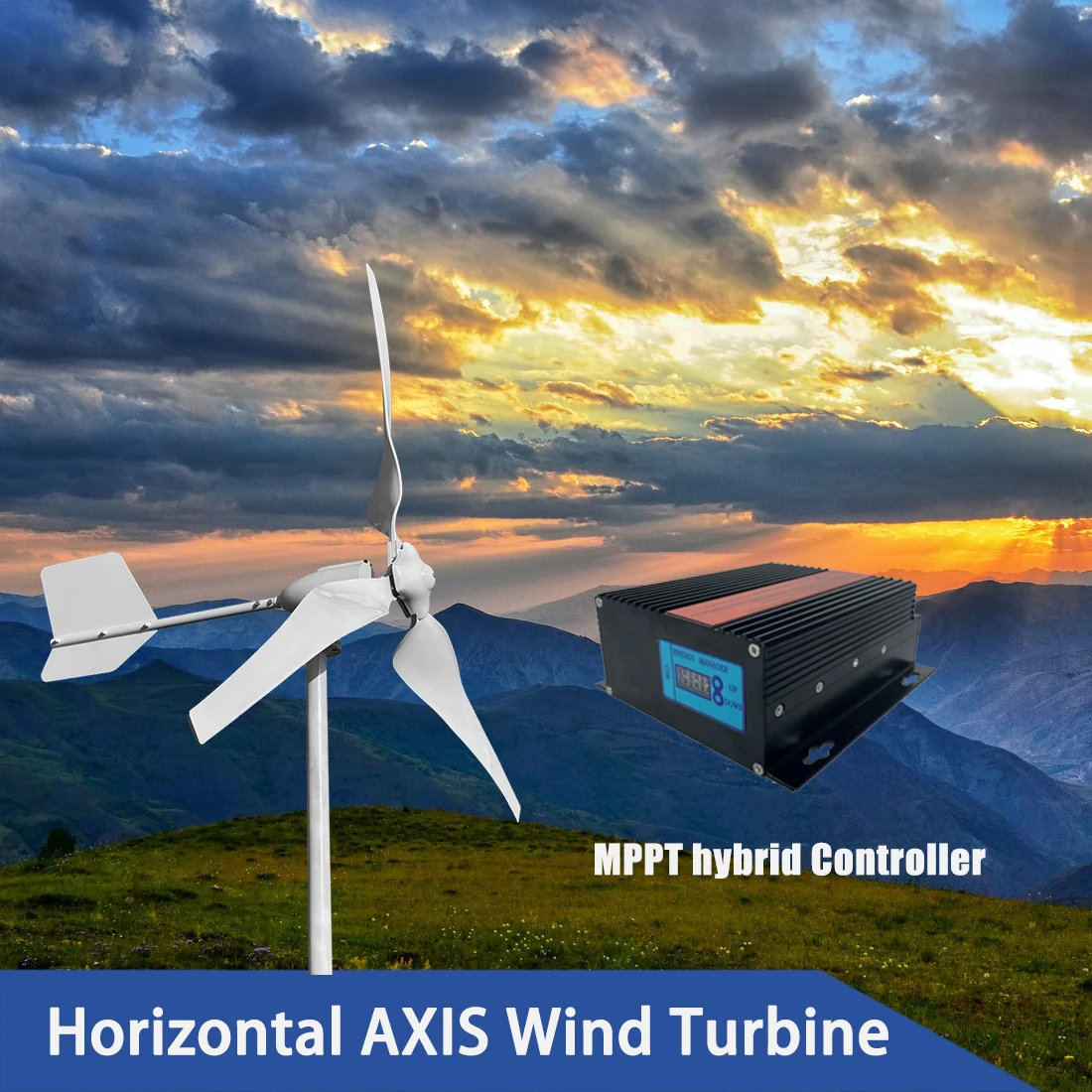 10000w Wind Turbine Generator Windmill 12v 24v Home Appliance Camping Free Energy Power Generator With MPPT Controller