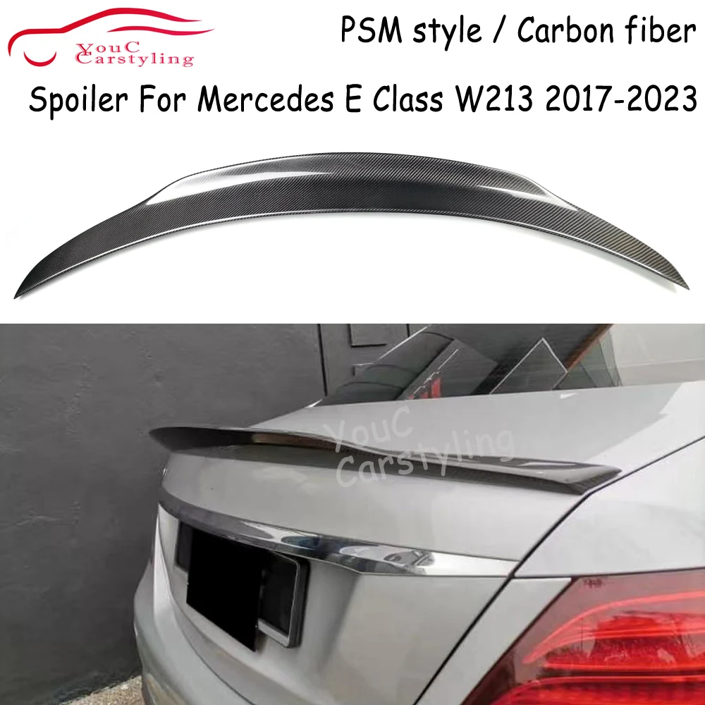 W213 PSM Style Carbon Fiber Trunk Boot Lip Spoiler for Mercedes E Class W213 E200 E300 E350 E400 E550 2017-2023 Car Rear Wing