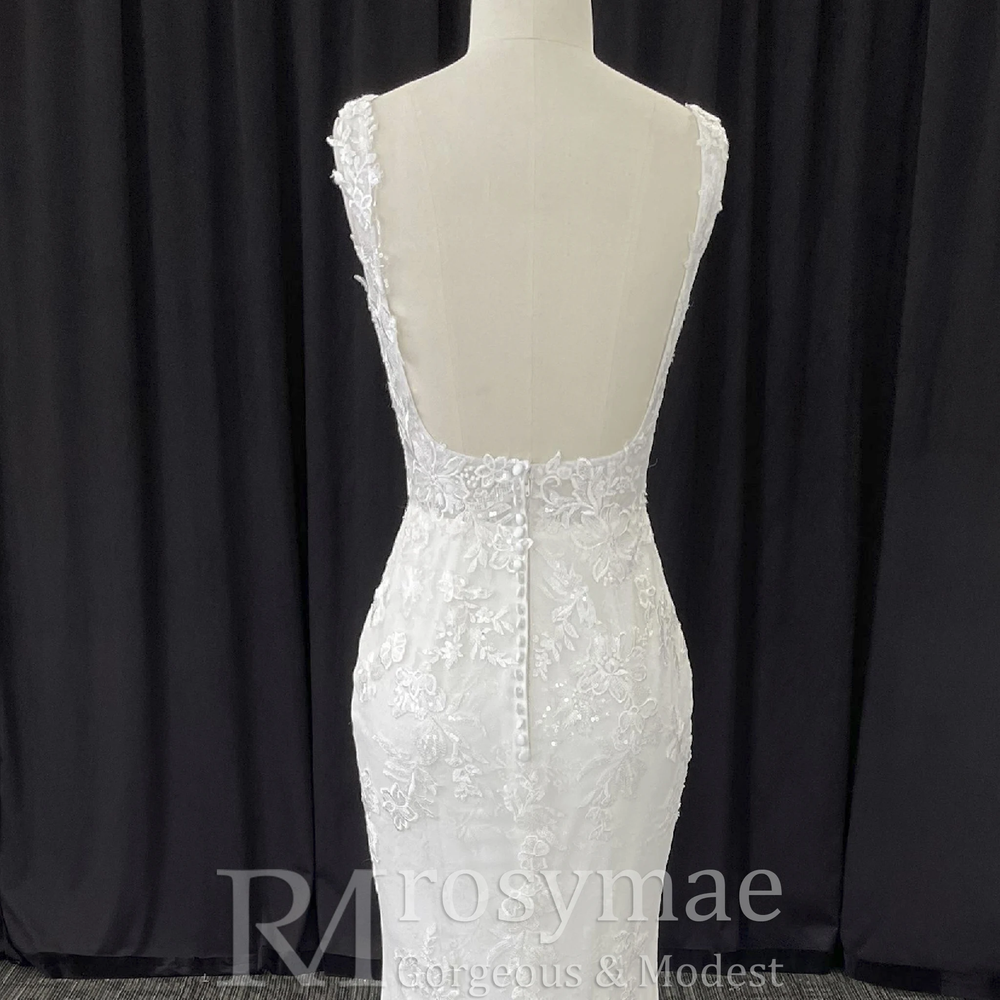 Rosymae luxe zeemeermin trouwjurk vierkante hals backless jurk voor bruiden vestidos de boda y novia