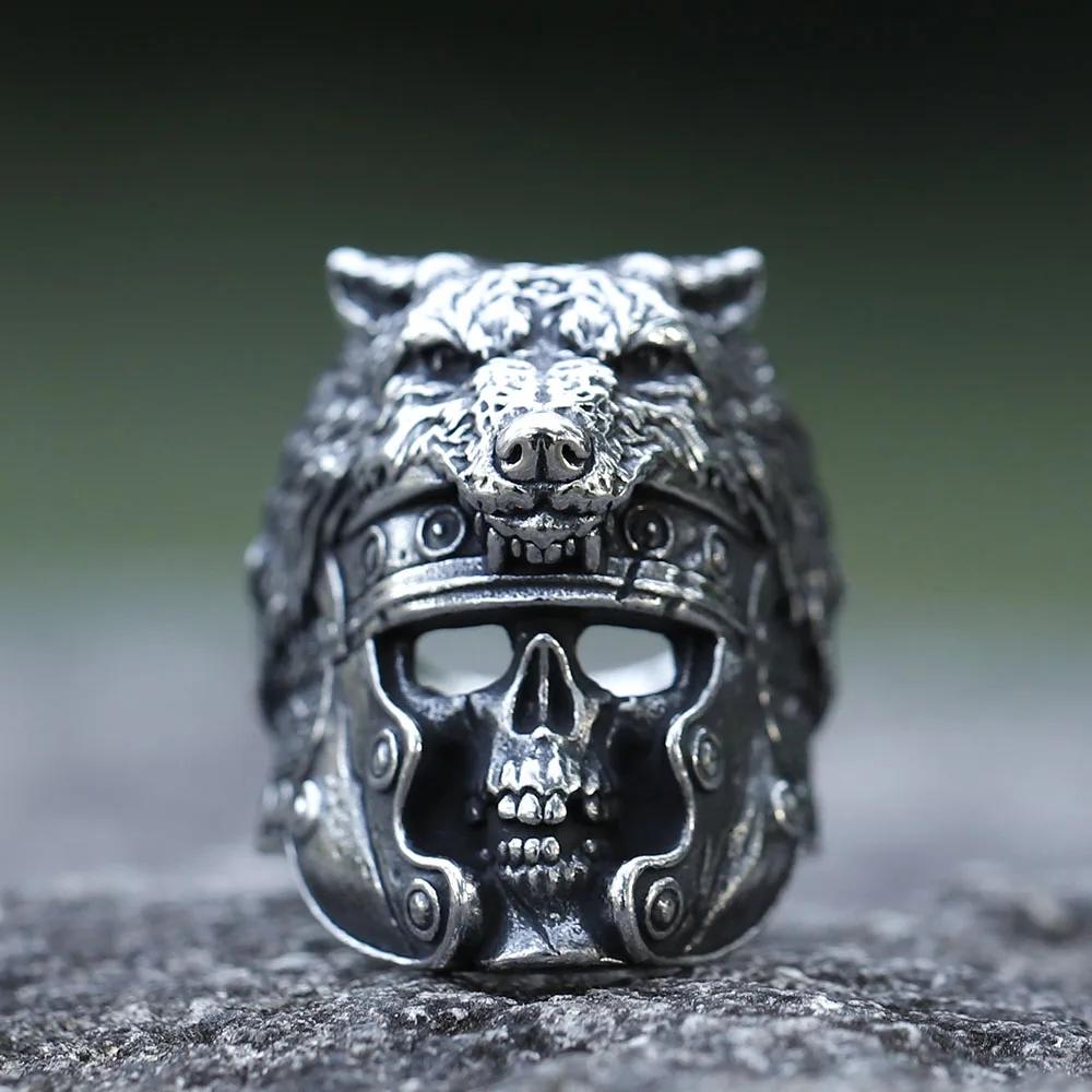 2022 NEW Men\'s 316L stainless-steel rings Vintage wolf and skull viking ring gothic high-quality Jewelry Gifts free shipping