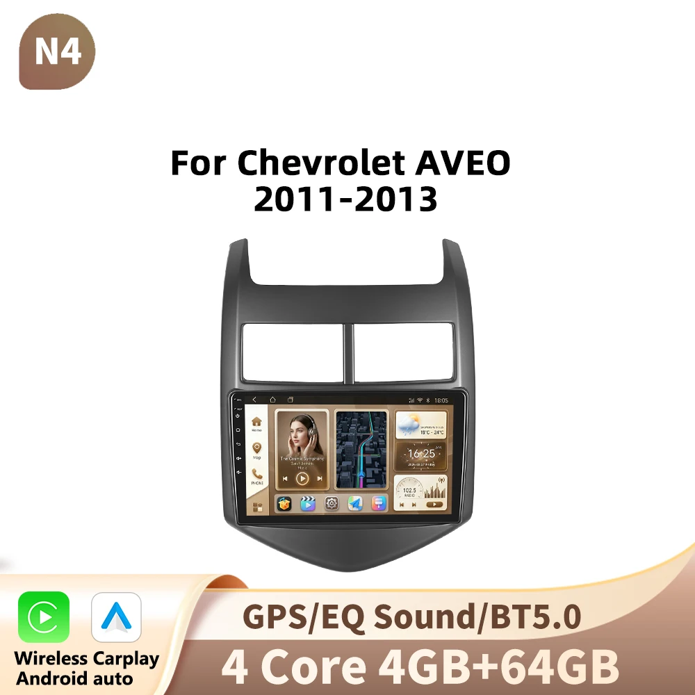 Podofo autoradio voor Chevrolet AVEO 2011-2013 Carplay multimediaspeler GPS autoradio AI spraakbesturing 2 Din Android Auto BT