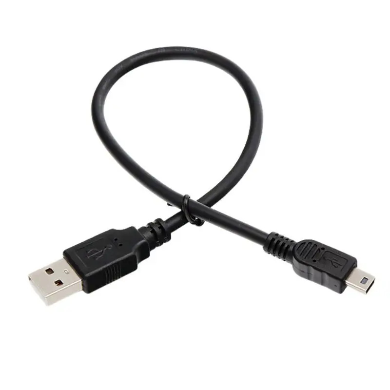 0.3m-5m Mini USB Data Cable USB2.0 Male to Mini 5-Pin Male Charging Cable T-shaped Port V3 Data Cable Black All Copper