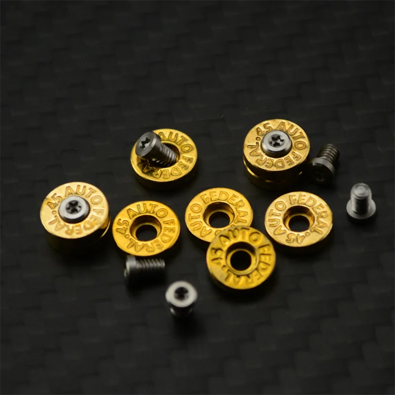 30 Sets Brass Decorative Screws Washer Bottom Fire Steel Seal DIY Knife Lighters Accessories .45 AUTO FEDERAL COLT PISTOL Bullet