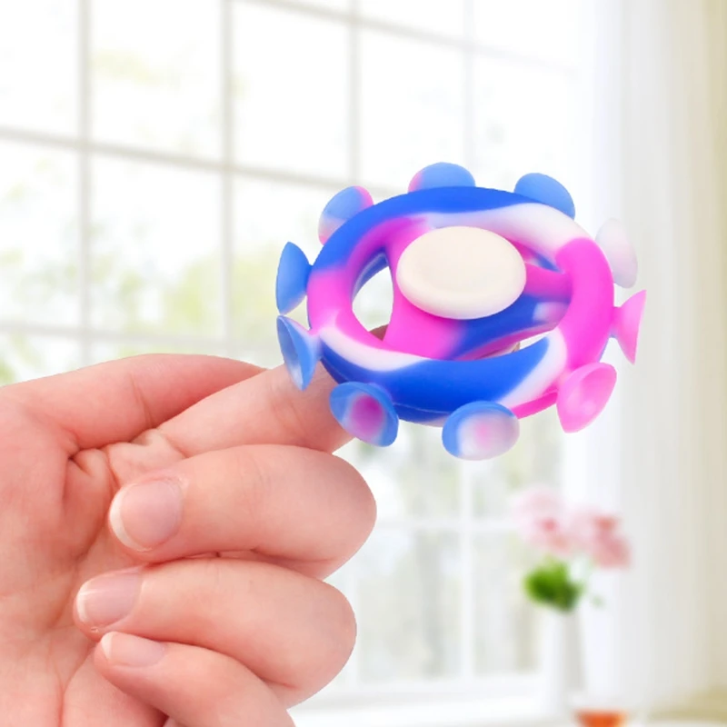 

2.56inch 2.36inch Sucker Dimple Silicone Hand Finger Fidget Spinner for Adult Kids Gift Decompression Toys With Sticky Sucker