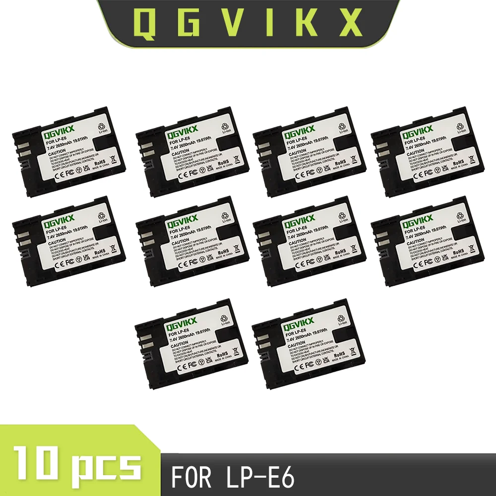 QGVIKX  LP E6 Batter 2-Packy and Triple Slot Charger Compatible with LP-E6 Battery 7.4V 2650mAh POWER BATTERY CAPACITY 19.61Wh view 6