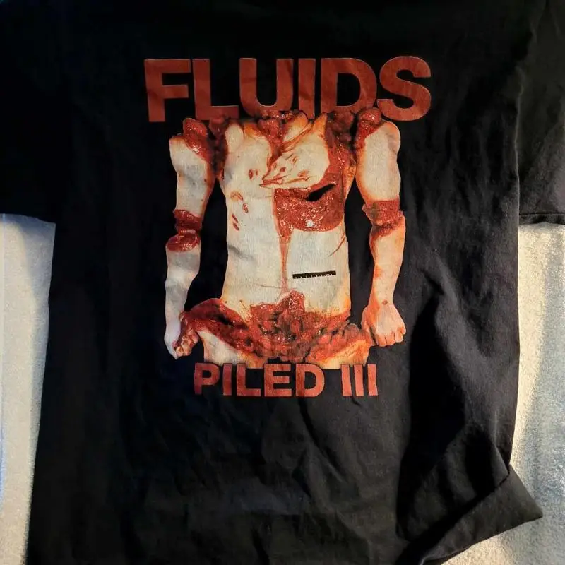 Fluids Piled III XL black SS shirt goregrind Night Shift