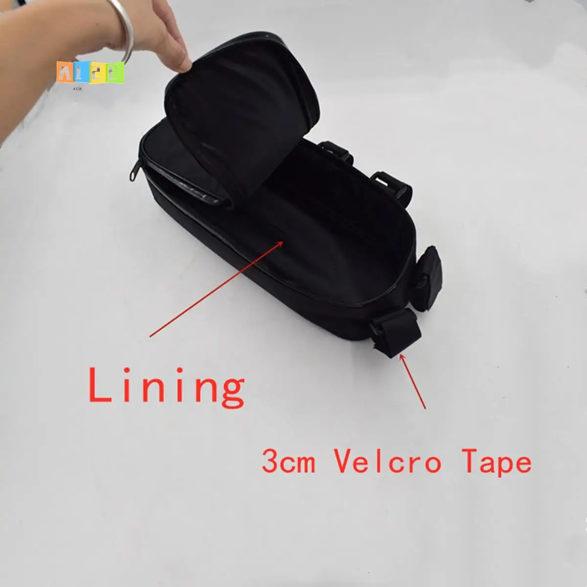 

A12E-Bicycle Bag Battery Controller Hanging Fixed Tube Frame Bike Bag Li- Storage Waterproof 32X9X10.5Cm Cycling