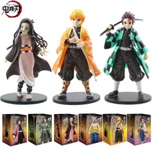 Anime figura demônio slayer figuras kimetsu não yaiba boneca tanjiro nezuko zenitsu estatueta inosuke guerreiro figura de ação modelo brinquedos