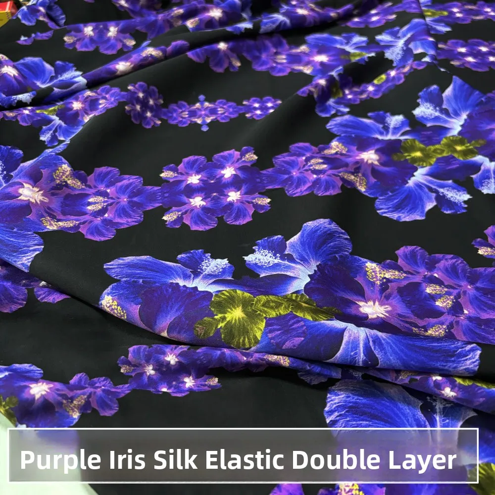 

Purple Silk Fabric Wide Width Elastic Double Gauze 19 Momme Silk Clothing Material True Silk Cloth for DIY Handcraft