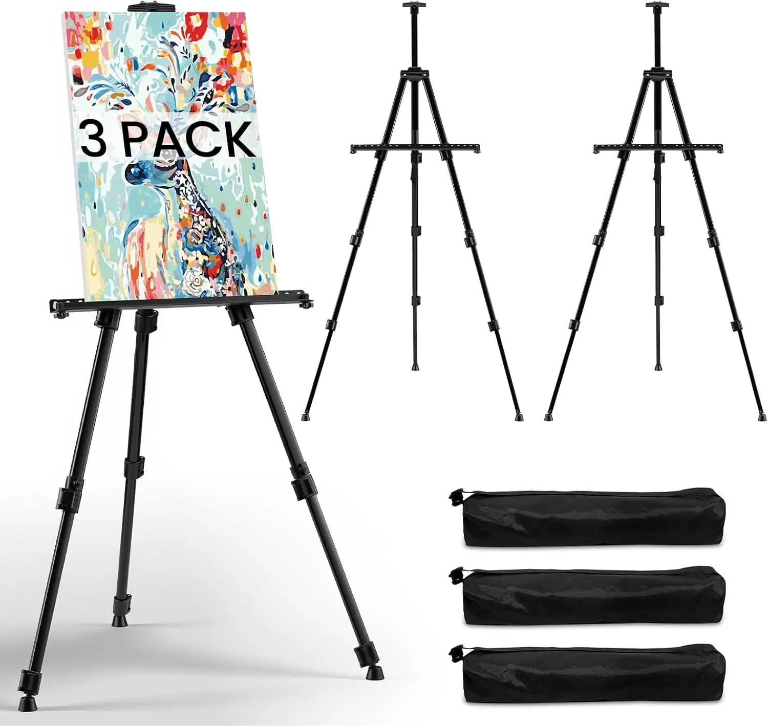 

Adjustable Aluminum Easel Stand for Painting and Display - 66 Inch Folding Portable Heavy Duty Artist Holder
