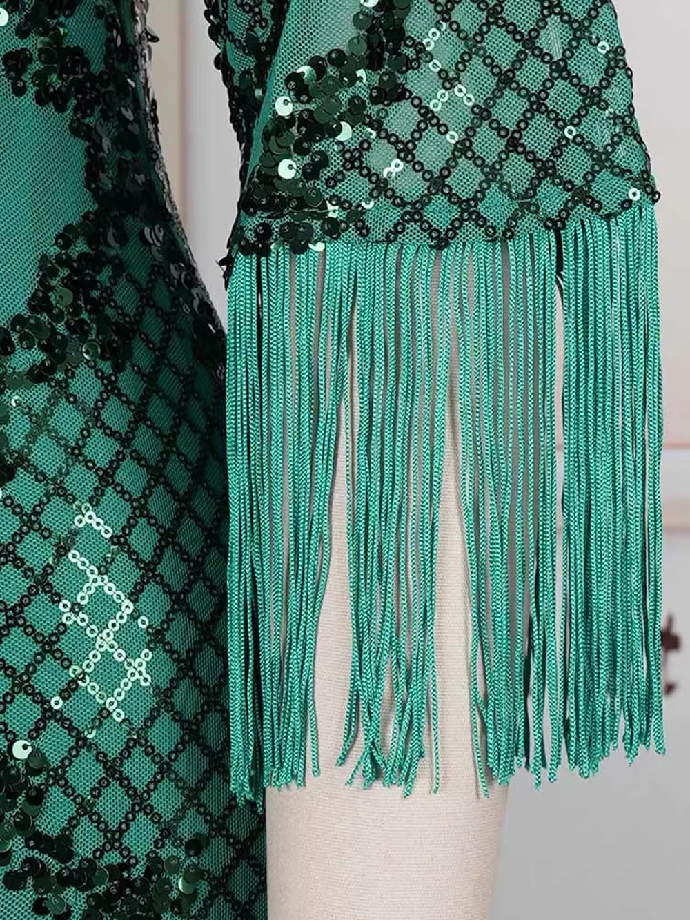 Elegant Sequin Dresses For Women African Clothing Wedding Party Evening Gown Dashiki Tassel Bodycon Robe Dubai Turkey Dress