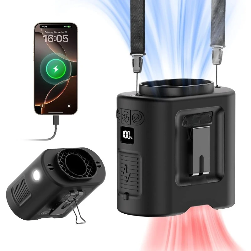 

14500mAh Portable Waist Fan Clip on Belt 360 Rotation Wearable Rechargeable Personal Shirt Fan, 67H Cooling 5