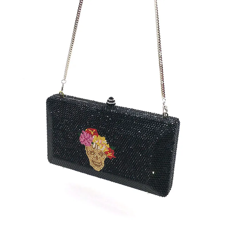 

Luxury Women diamond party bag fancy skull designer purse bag Full crystal clutches