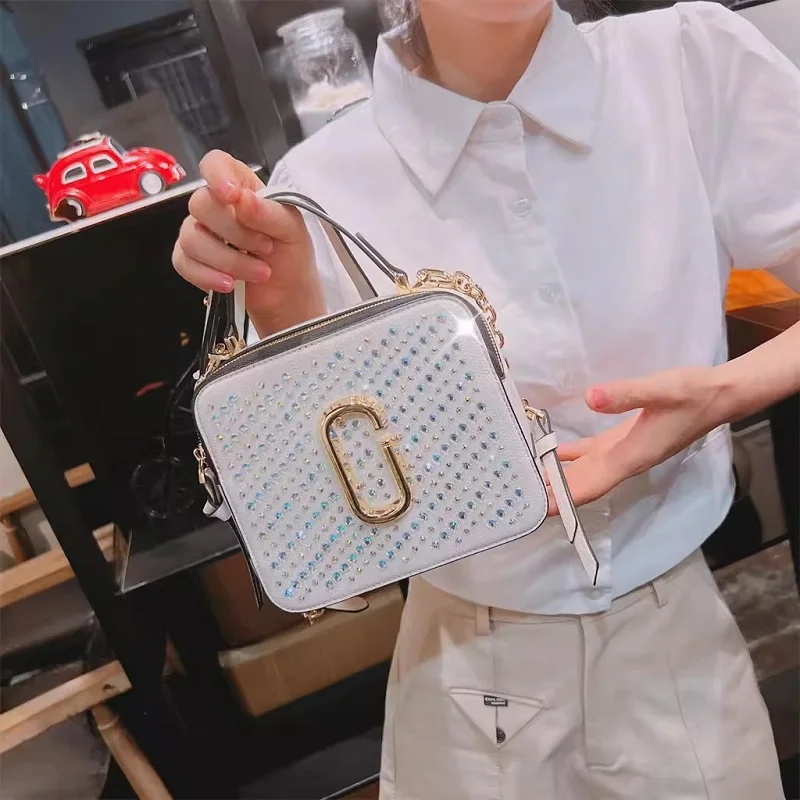 

Spring and summer new diamond denim cloth fashion handbags small square bag daily versatile shoulder crossbody chain women's bag