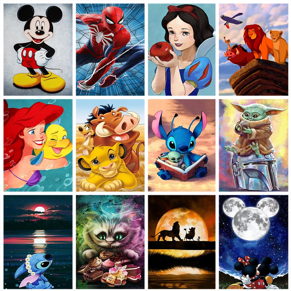 Disney Diamond Painting 5D DIY Cartoon Princess Diamond Mosaic Mickey Mouse Embroidery Rhinestone Pictures Home Decor Gift