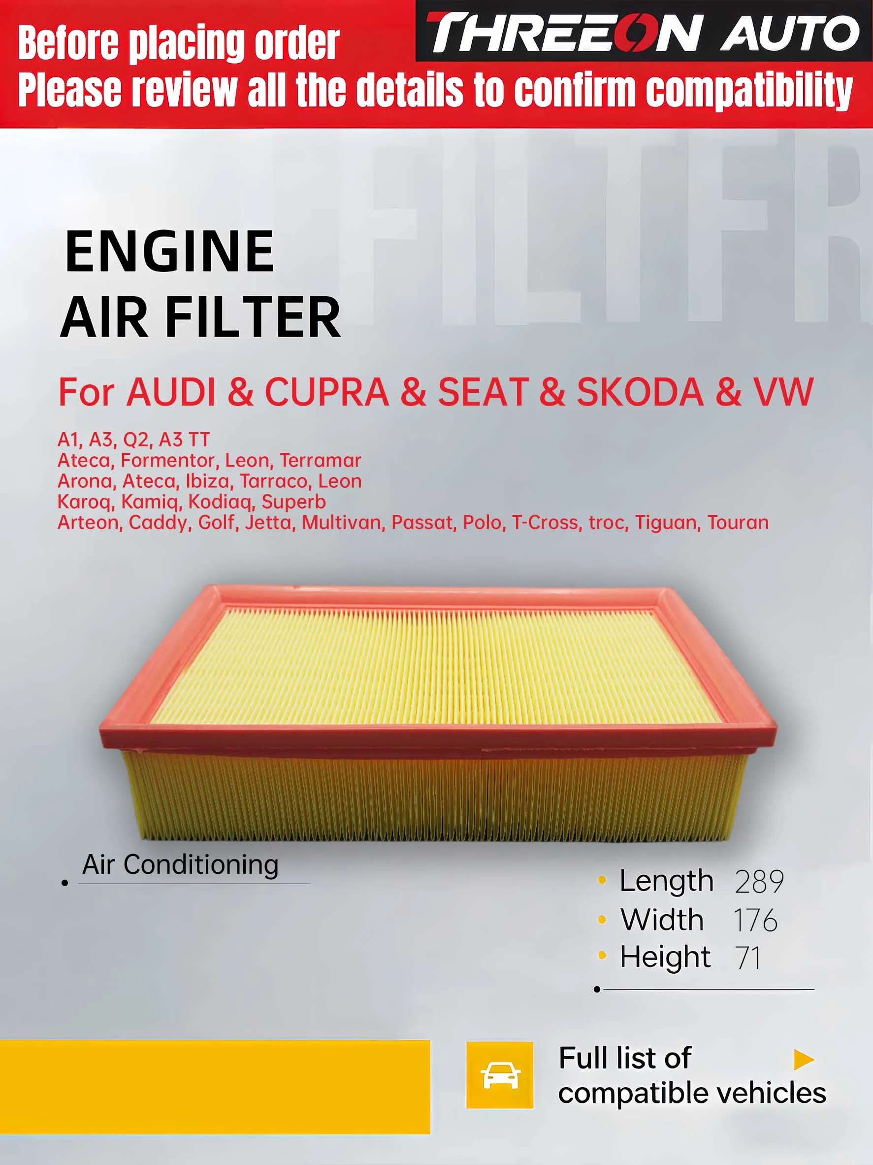 For AUDI Volkswagen VW Tiguan Golf Touran SEAT SKODA Superb III (3V3) 1.8 TSI WESTGUARD Air Filter MA9030 5QD129620A 5Q0129620B