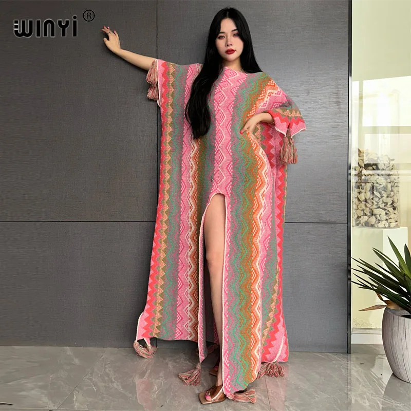 

NEW WINYI winter outfits for women Comfort Warm fashion print Kaftan Elegant Africa Winter outerwear party dresses evening dress