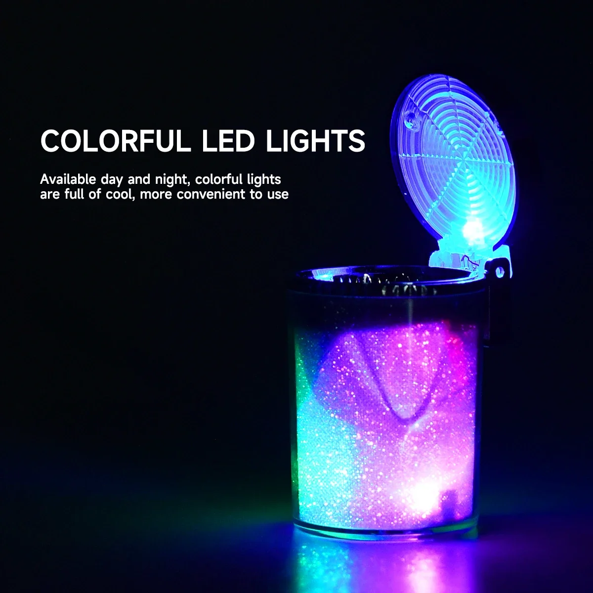 Car ashtray with LED lights Car accessories dazzling color lights air conditioning outlet colorful ash trash can