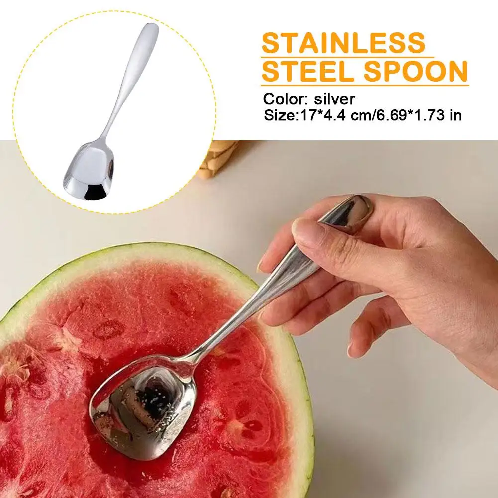 Stainless Steel Soup Spoon Ice Cream Spoon Watermelon Tableware Creativity Restaurant Spoons Spoon Long Handle B3m7