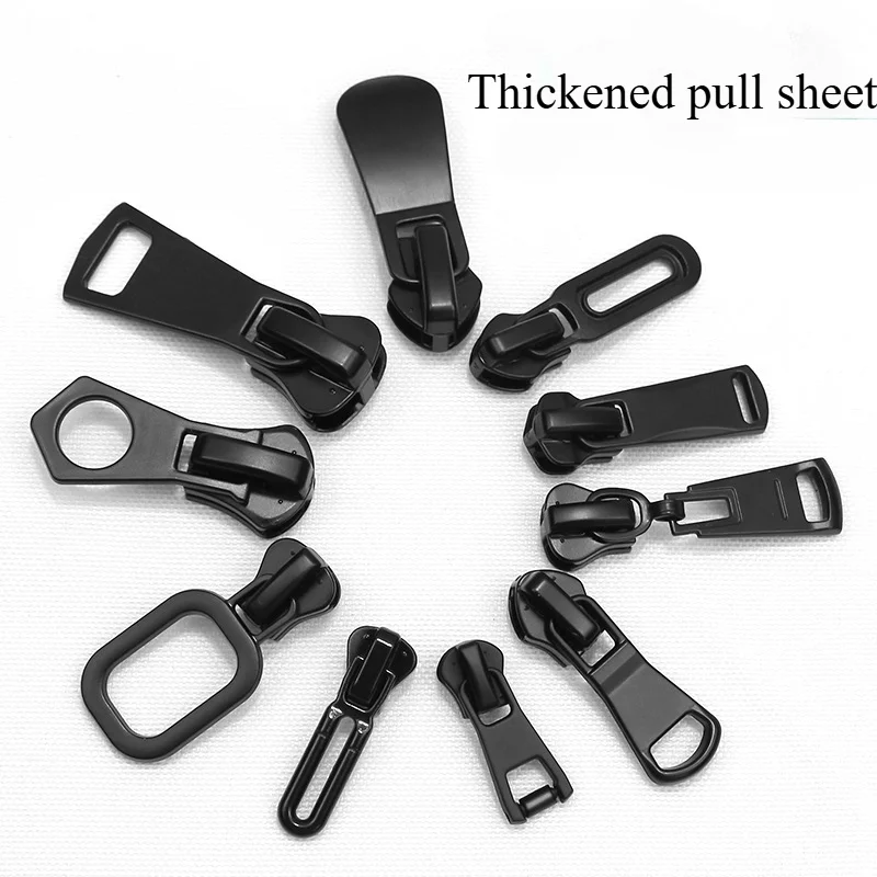 10 Stück schwarze Reißverschlüsse, 3 Größen (3 #, 5 #, 8 # Nylon- und Metallharz-Reißverschluss-Schieber, universell einsetzbar – Detail 1