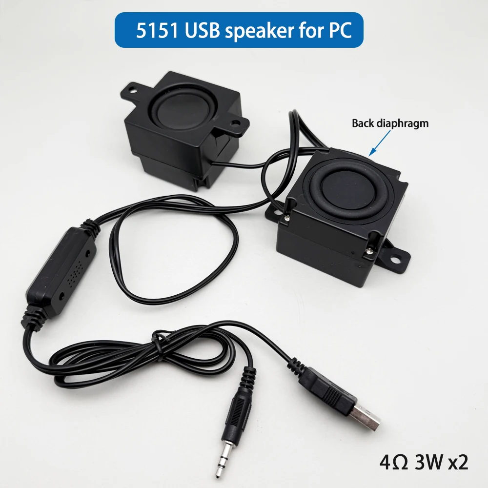 

USB mini speakers for pc plug and play 1 pair with 3.5mm audio input Around Stereo
