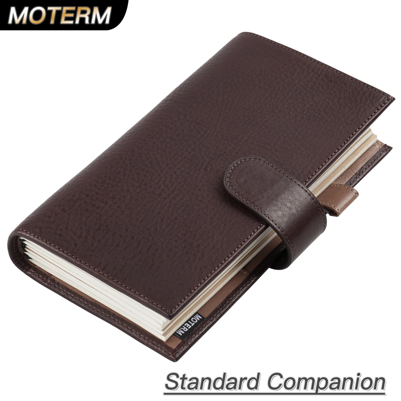 Moterm Standard-Größe Reise-Notizbuch aus pflanzlich gegerbtem Leder mit Doppel-Schnappverschluss, Planer, Organizer, Tagebuch