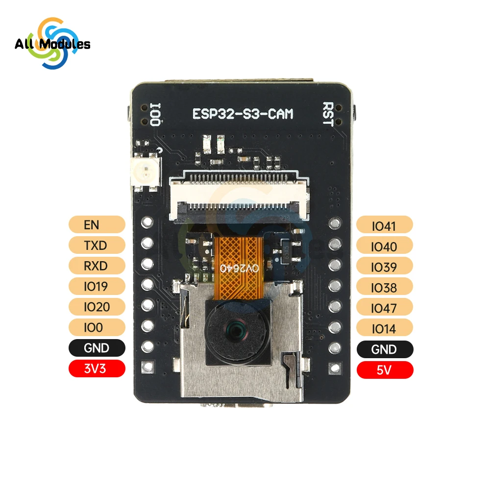 ESP32-S3-CAM WIFI BT Development Board Camera Module Paired With Ov2640 Camera N16R8 Version Type C Interface