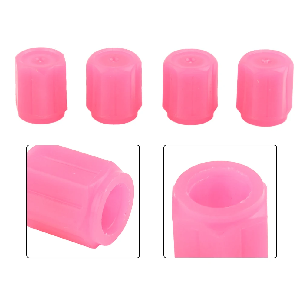 4 pçs universal pneu válvula luminosa brilhante no escuro fluorescente carro válvula de pneus cobre roda rosa caule capa decoração fluorescente