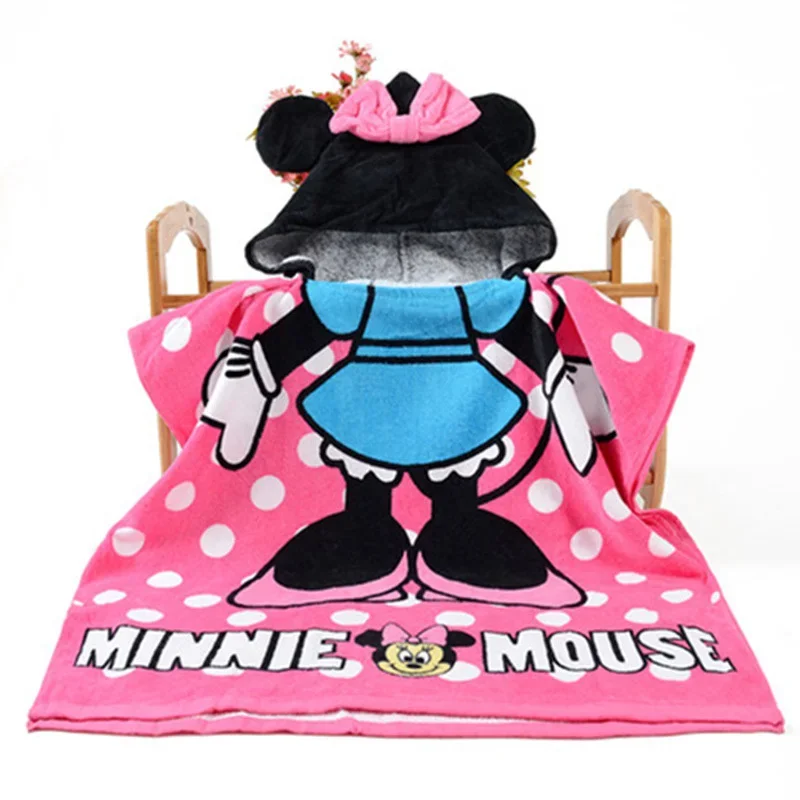 Disney Children Kids Hooded Bath Towel Cape Beach Towel Blanket BathrobeTowel Shower Mikey Minnie Mouse Car Mcqueen Boy Girl