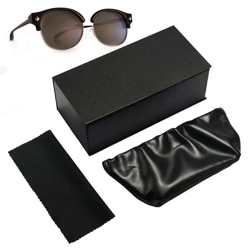 Glasses Storage Case Black Protective Box Organizer 3-Piece Set Multi-Purpose Glasses Storage Supplies For All Glasses